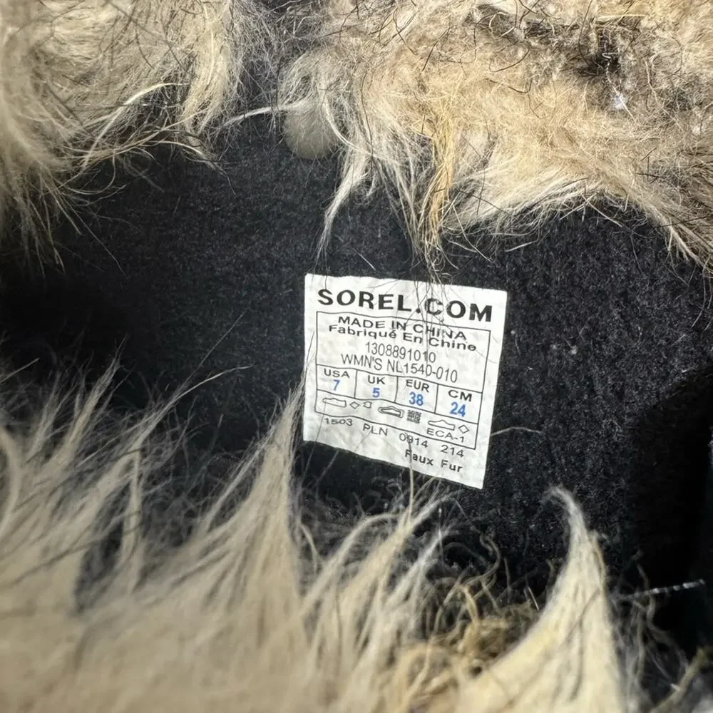 Sorel Joan of Arctic Winter Snow Boots Womens Size 7 Waterproof Black Leather